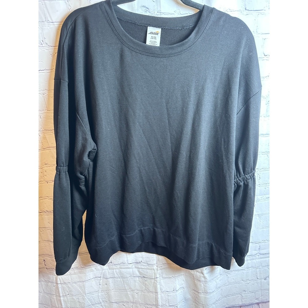 Avia Sweatshirt Pullover Athleisure Long Sleeve Black Top XL
